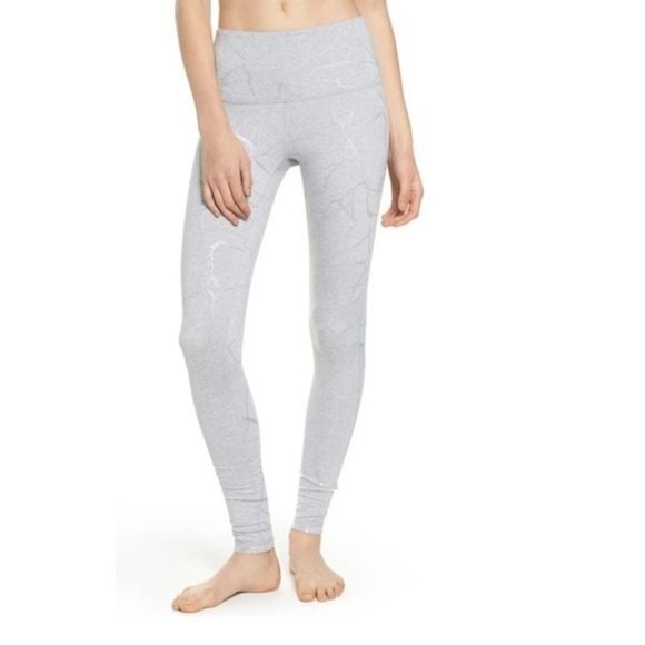 Zella Live In High Waisted Leggings Tights Gray Metallic Silver Lava Size Small - Picture 1 of 13
